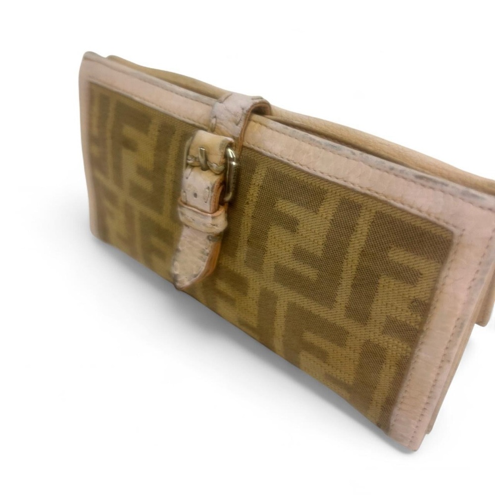 Fendi Zucca Wallet Vintage Brown Canvas FF Logo Buckle Long Wallet - Picture 2 of 7
